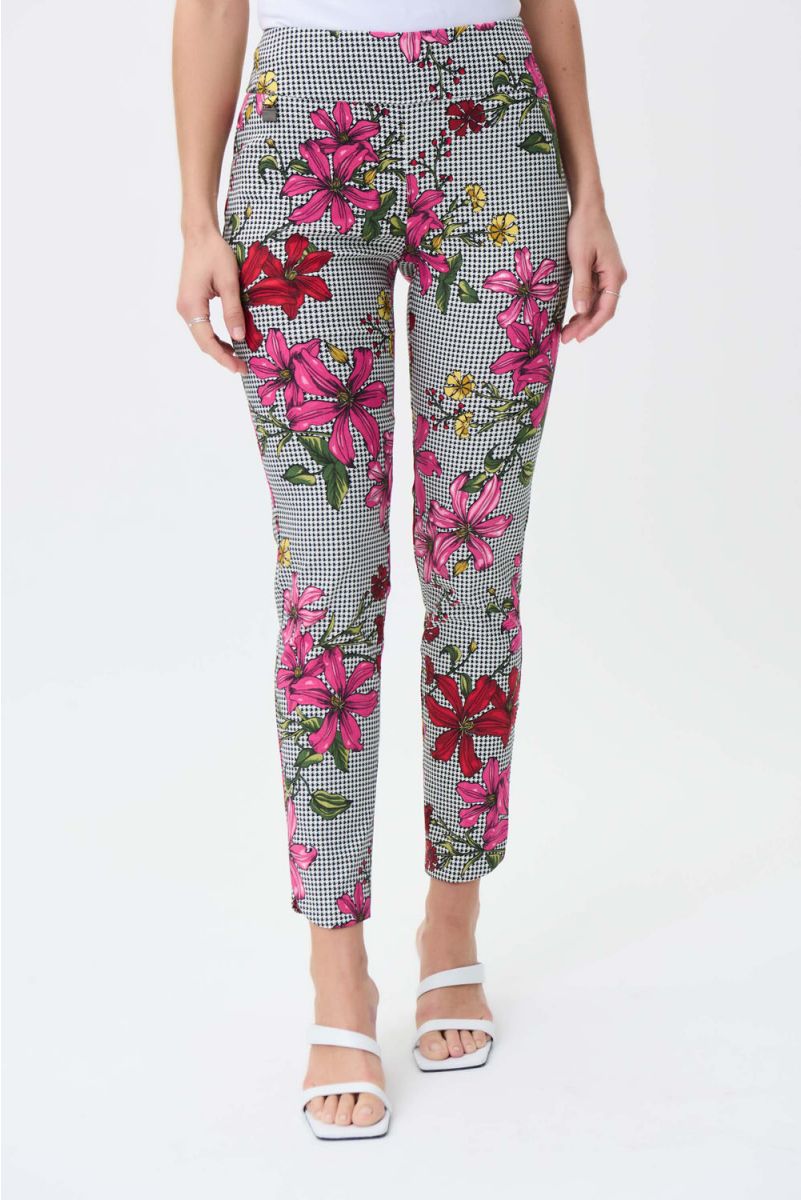 Joseph Ribkoff pants in vanilla/multi color with floral print, Model 2 –  Boutique Nuance BJS