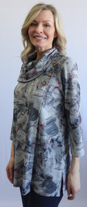 3/4 Sleeve Sweater with Drool Collar, Abstract Prints, by SoftWorks #102238