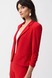 Classic Notched Collar Blazer with Gathered 3/4 Sleeves by Joseph Ribkoff #143148S25