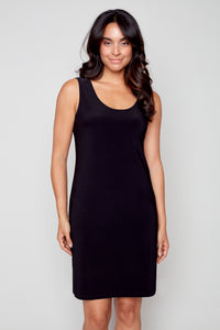 Plain dress with wide straps, round neckline, by Compli-K #1546