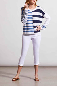 Long sleeve crew neck sweater in various stripes by Tribal #1675O 3709