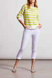 Striped sweater, in openwork knit, with crew neckline from Tribal #1706O-576