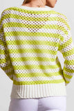 Striped sweater, in openwork knit, with crew neckline from Tribal #1706O-576