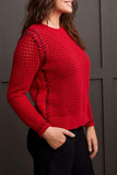 Cotton crew-neck sweater with contrast stitching, by Tribal #1846O/576