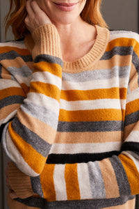 Striped Crew Neck Sweater, by Tribal #1970O-8029