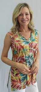 Tropical Print Sleeveless V-Neck Top by Softworks #202254