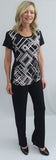 Geometric Print Crew Neck Short Sleeve Dolman Sweater by Softworks #202260