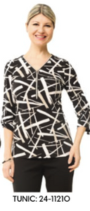 Geometric Print Three-Quarter Sleeve Sweater by CRYSTAL #24-11210