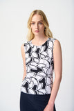 Two-piece top with leaf print, puff sleeves Joseph Ribkoff #241094