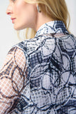 Two-piece top with leaf print, puff sleeves Joseph Ribkoff #241094