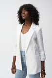 Boxy Notched Collar 3/4 Sleeve Blazer in Woven Jacquard by Joseph Ribkoff #242034S25