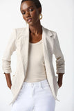 Boxy Notched Collar 3/4 Sleeve Blazer in Woven Jacquard by Joseph Ribkoff #242034S25