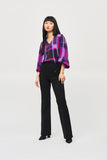 Abstract Plaid Satin Top by Joseph Ribkoff #243058