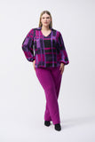 Abstract Plaid Satin Top by Joseph Ribkoff #243058