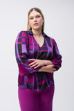 Abstract Plaid Satin Top by Joseph Ribkoff #243058