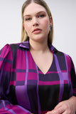 Abstract Plaid Satin Top by Joseph Ribkoff #243058