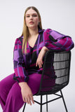 Abstract Plaid Satin Top by Joseph Ribkoff #243058