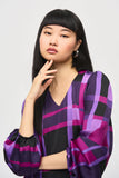 Abstract Plaid Satin Top by Joseph Ribkoff #243058