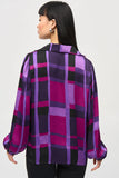 Abstract Plaid Satin Top by Joseph Ribkoff #243058