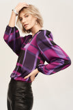 Abstract Plaid Satin Top by Joseph Ribkoff #243058