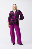 Silky knit flared top with abstract print, by Joseph Ribkoff #243059