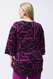 Silky knit flared top with abstract print, by Joseph Ribkoff #243059