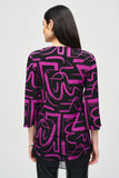 Silky knit flared top with abstract print, by Joseph Ribkoff #243059