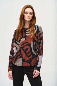 Straight top in silky knit with geometric print, by Joseph Ribkoff #243101