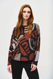 Straight top in silky knit with geometric print, by Joseph Ribkoff #243101