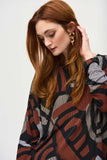 Straight top in silky knit with geometric print, by Joseph Ribkoff #243101