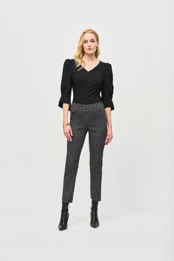 Slim Fit Pull-On Pants in Polka Dot Jacquard by Joseph Ribkoff #243131