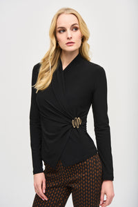 Fitted wrap top in silky knit, by Joseph Ribkoff #243152