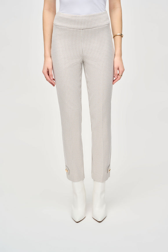 Slim-fit houndstooth-print jacquard pants, by Joseph Ribkoff #243180