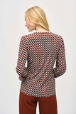 Geometric print flared top in silky knit, by Joseph Ribkoff #243184