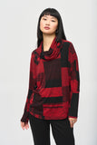 Silky knit boxy top with patchwork print, by Joseph Ribkoff #243249