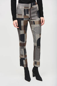 Straight jacquard pull-on pants, with abstract print, by Joseph Ribkoff #243299