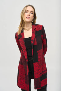 Long knit jacket with patchwork print, by Joseph Ribkoff #243309