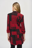 Long knit jacket with patchwork print, by Joseph Ribkoff #243309