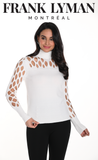 White knit with long sleeves and sleeve cutouts, by Frank Lyman #243424U