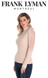 Beige knit with long sleeves and mesh details on the sleeves, by Frank Lyman #243438U