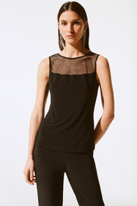 Silky knit and rhinestone mesh top, by Joseph Ribkoff #243757