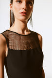 Silky knit and rhinestone mesh top, by Joseph Ribkoff #243757