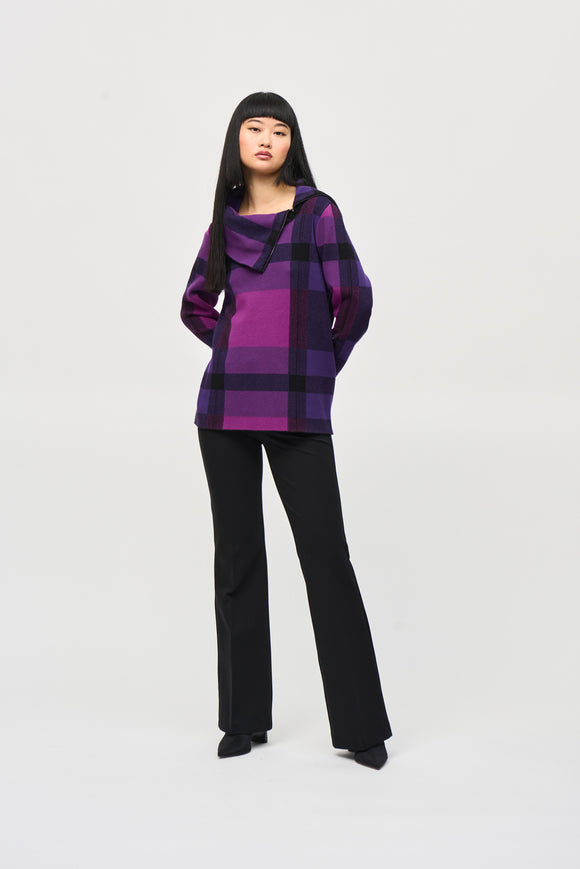 Checked Jacquard Cowl Neck Sweater by Joseph Ribkoff #243943