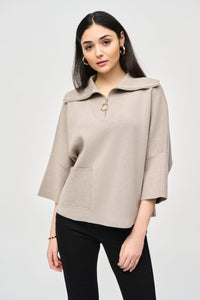 Jacquard sweater with zip collar, by Joseph Ribkoff #243954