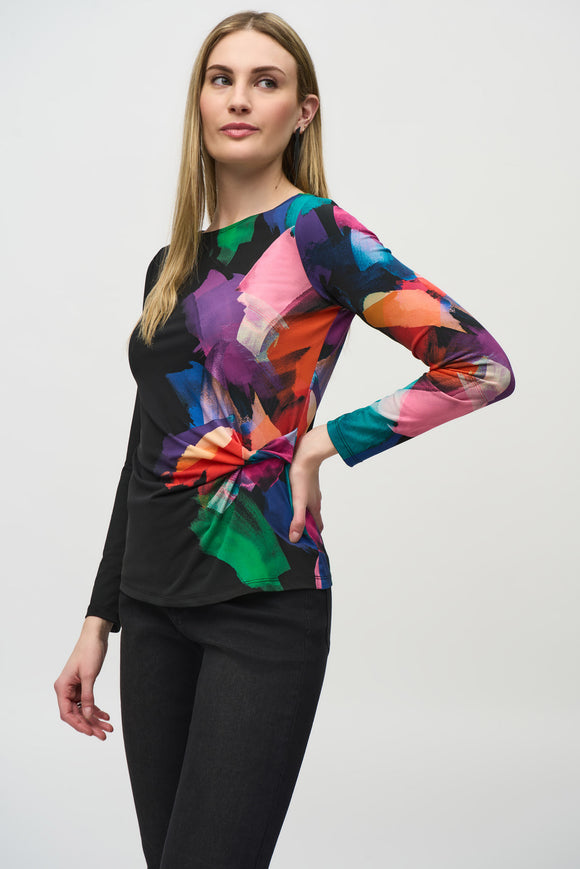 Silky knit top with abstract print, by Joseph Ribkoff #244073