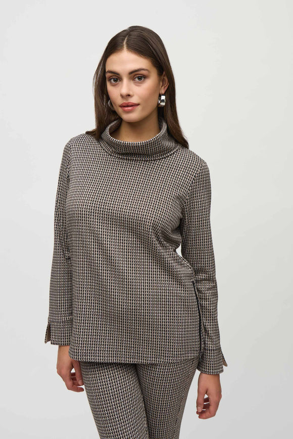 Houndstooth Jacquard Boxy Top by Joseph Ribkoff #244074