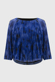 Abstract-print pleated knit flared top, by Joseph Ribkoff #244105