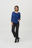 Abstract-print pleated knit flared top, by Joseph Ribkoff #244105