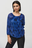 Abstract-print pleated knit flared top, by Joseph Ribkoff #244105