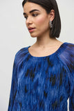 Abstract-print pleated knit flared top, by Joseph Ribkoff #244105